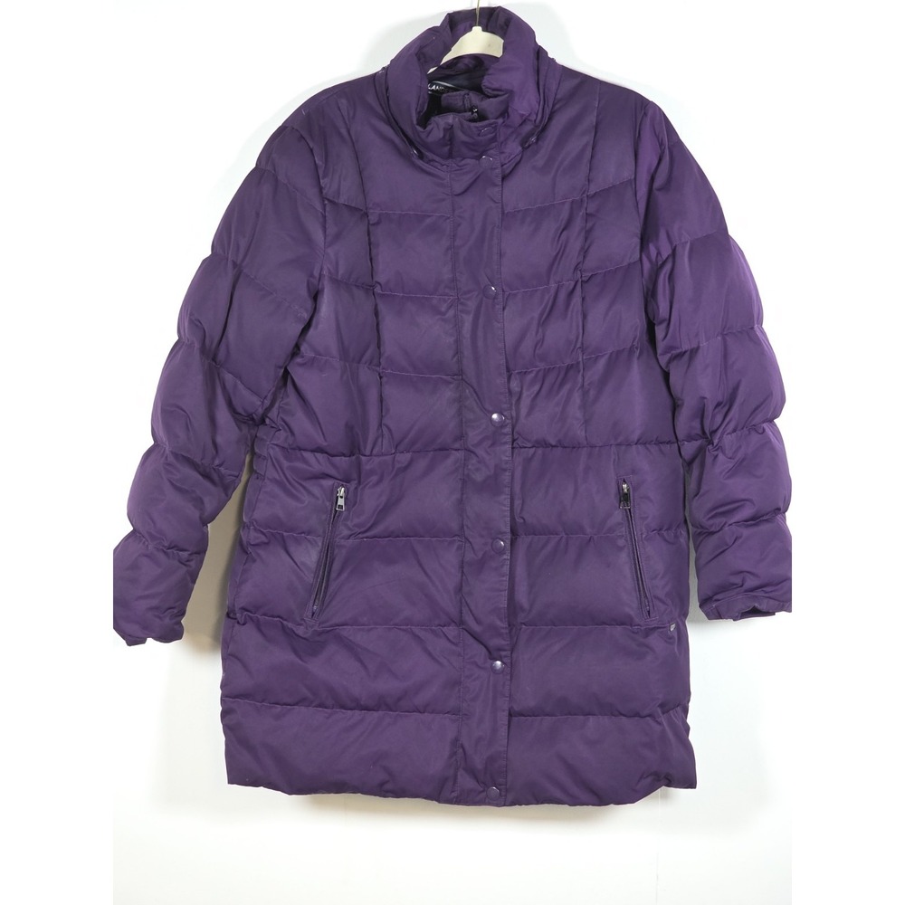 Lands End Womens Large Down Puffer Coat Purple